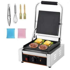 Garvee Commercial Panini Grill, 1800W Electric Stainless Steel Sandwich Maker with Temperature Control and 9x9 Inch Cooking Surface for Perfect Paninis