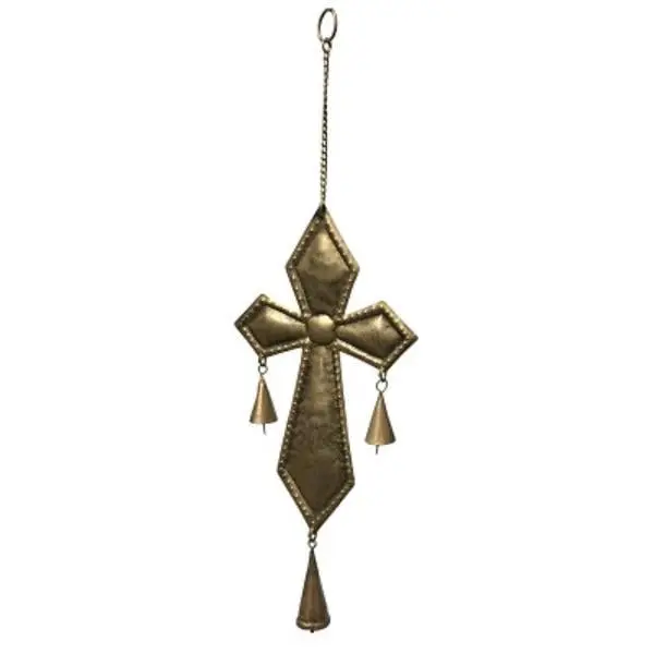 Metrotex Designs 62050 St Joseph Cross Wind Chime, Burnished Gold