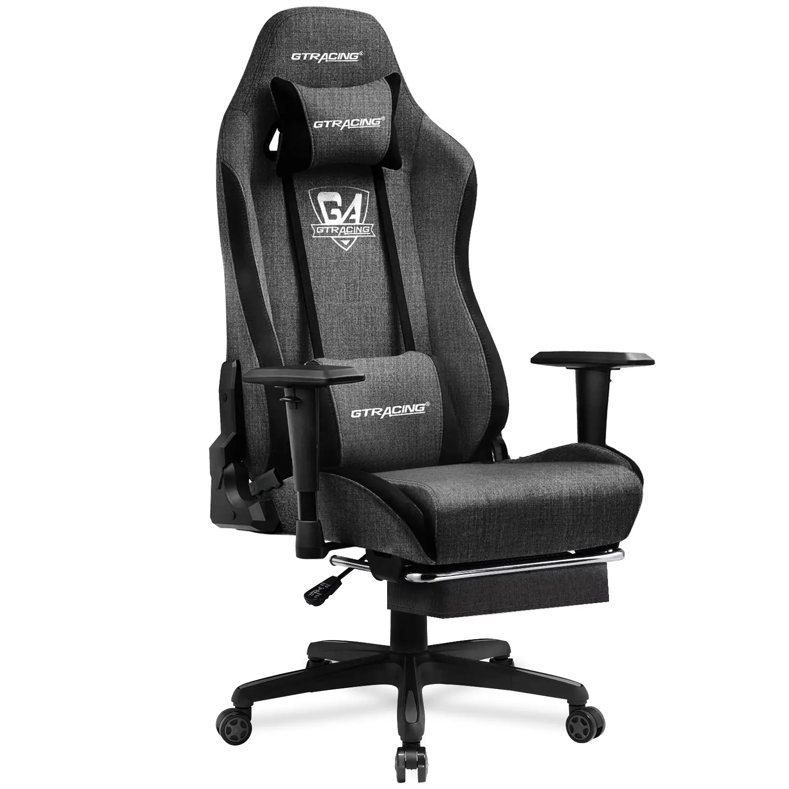 GTRACING Fabric Gaming Chair, Computer Office Chair with Adjust Armrests and Footrest,Ergonomic Racing Style Reclining Computer Chair