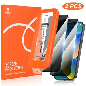 Dr.Glee Screen Protector 2 Pack for iPhone 16/15/14/13-10s, Fingerprint Proof Screen Protector, Clear & Privacy Protection, Fingerprint Resistant, Dust-Free, Bubble-Free, Fast Install, 9H Hardness