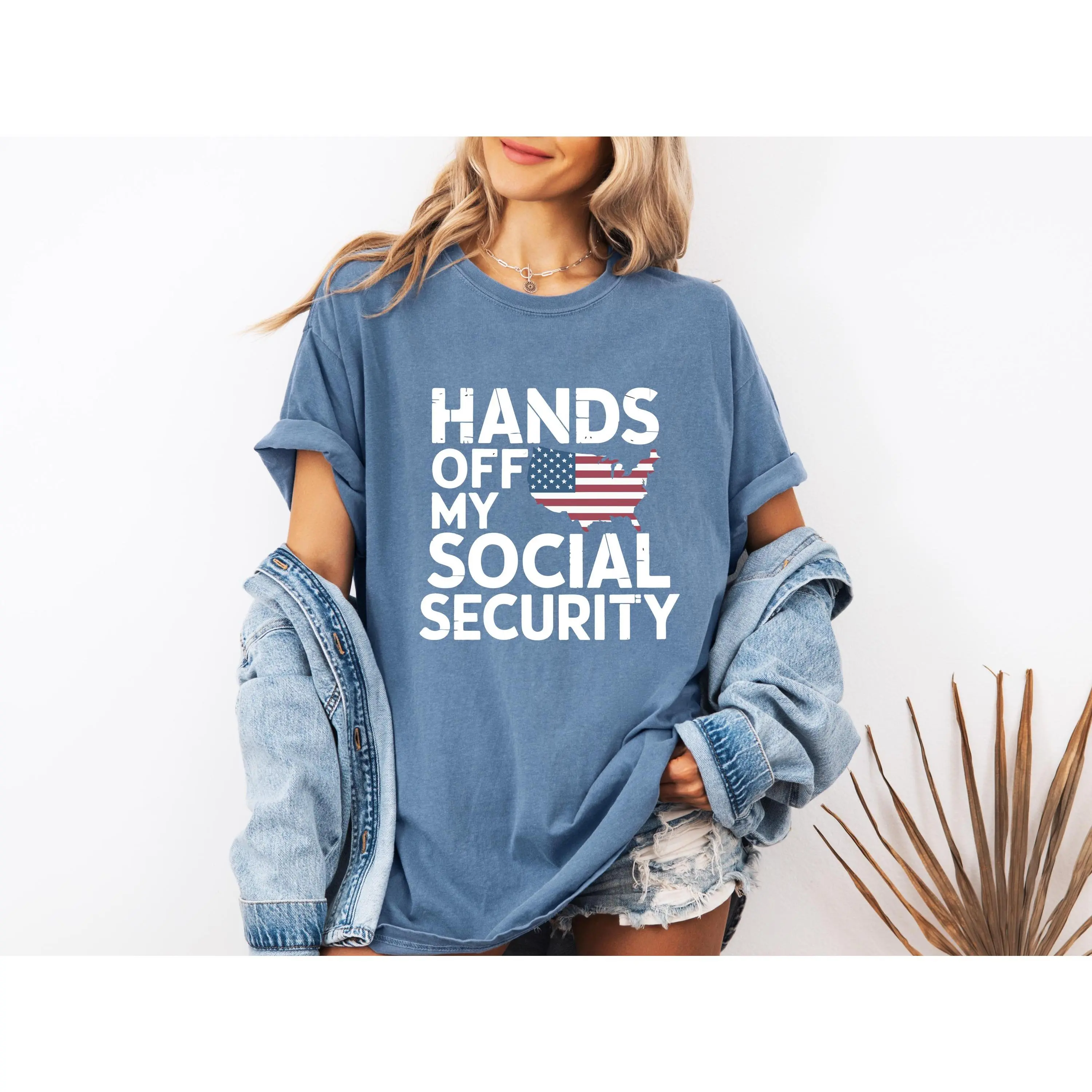 Comfort colors Hands Off My Social Security T-shirt Political Activism Medicare Free Speech Advocate Tee WHandsOff