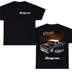 Snap-on Vintage Motor Co Slammed Truck T-Shirt – Classic Lowered Pickup Graphic Tee, Retro Lowrider Streetwear Shirt, Soft Cotton Unisex Automotive Apparel Gift for Truck Lovers
