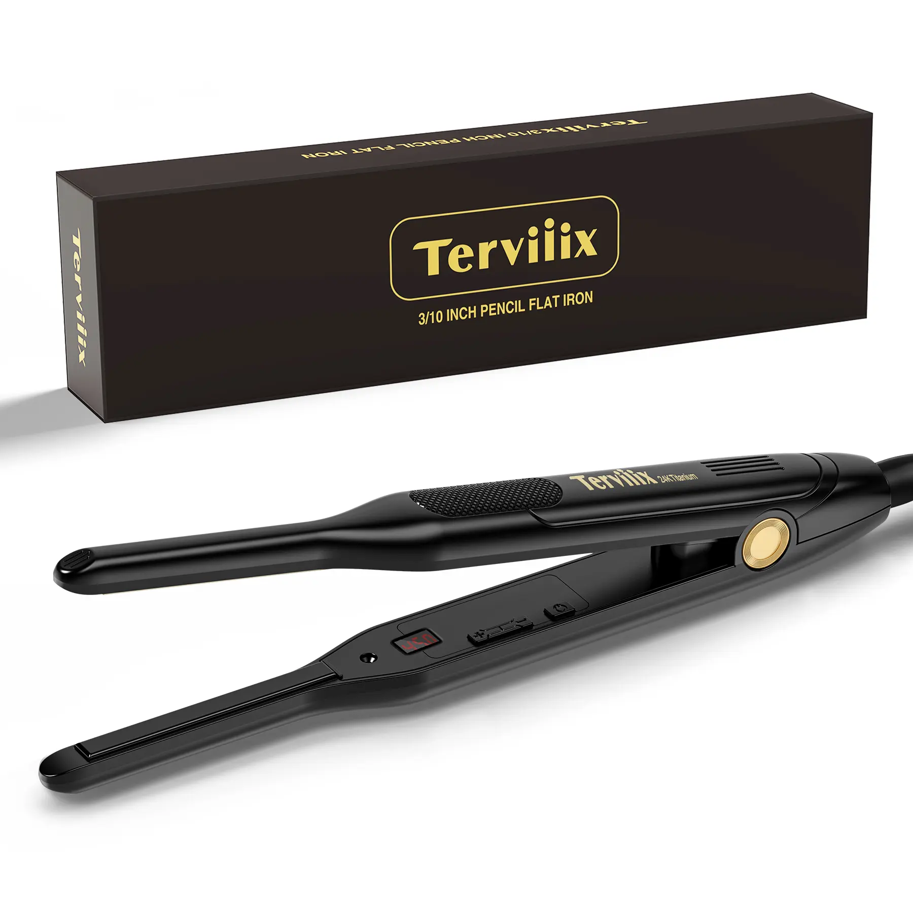 Terviiix Pencil Flat Iron with Adjustable Temp, Black