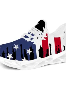 USA Flag Eagle Print Chunky Sneakers, Lightweight Non-Slip Breathable Shoes for Men, 4th of July Theme