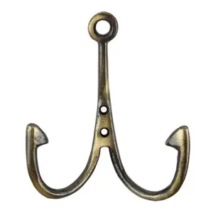 Fishing Wall Hook Metal Key Leash Towel Coat Hanger Antique Brass Nautical 5"