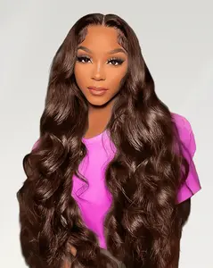 Arabella 13x4 Frontal Lace Wig Glueless Chocolate Brown Body Wave wig Invisible Knots Realistic Hairline
