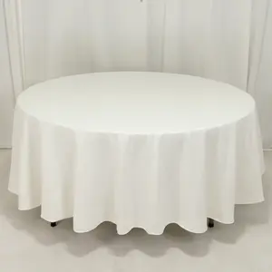 Cotton Blend Round Tablecloth 108" Ivory - Wrinkle-Resistant Finish Table Cover