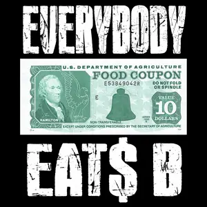 5-Pack or 10-Pack Everybody Eats B Food Stamp DTF Transfers for DIY T-Shirt Making - White