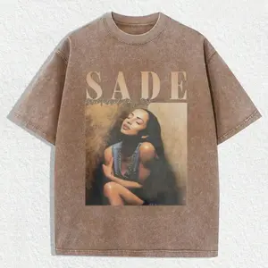 Y2K Swag Tee, Vintage Sade Graphic T-Shirt - Bohemian Retro Music Band Tee, Spring/Summer/Fall Men Clothes, Regular Fit Shirt, Men's Round Neck Printed Short Sleeve Casual Everyday T-Shirt, They Are Excellent Gifts For Friends And Family