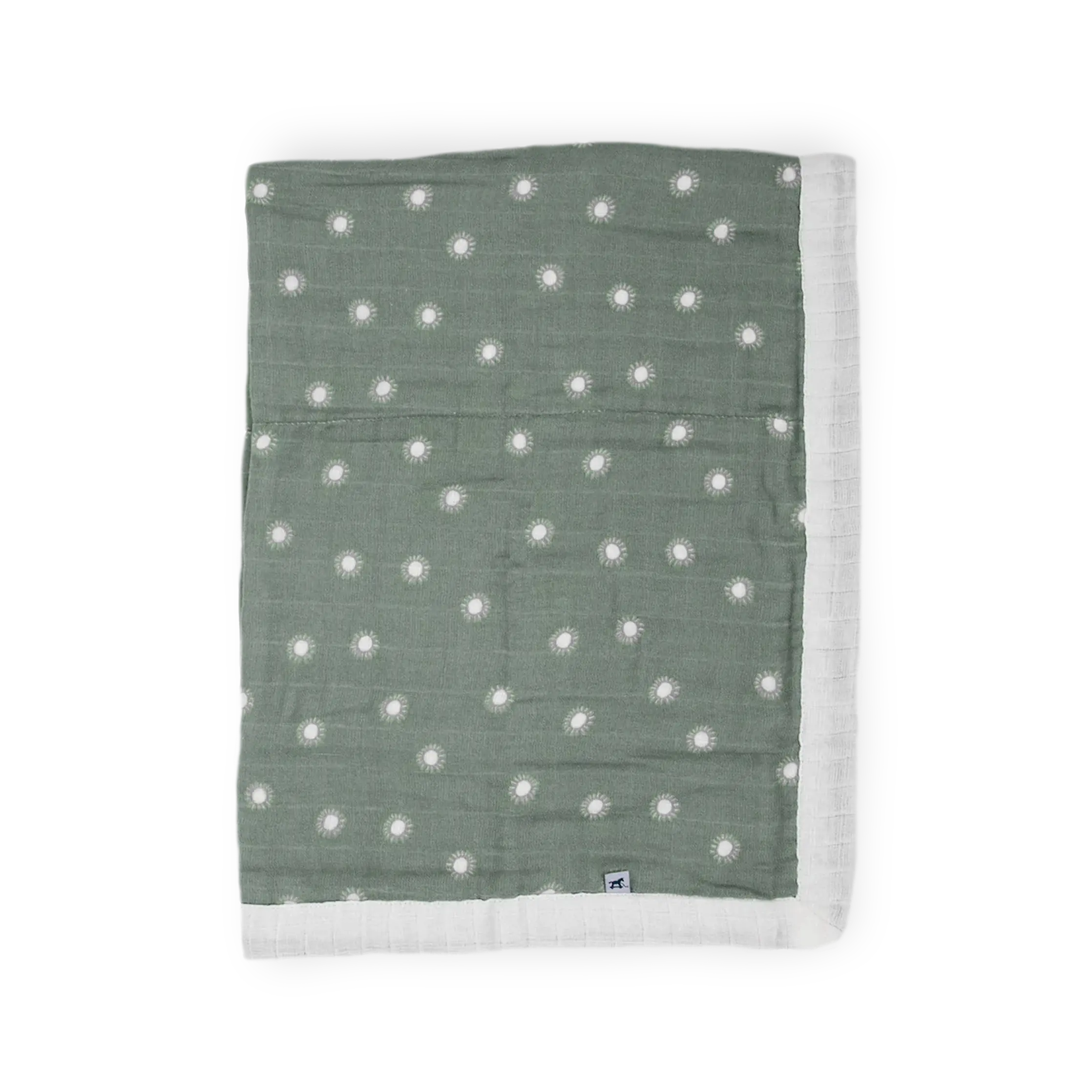 Organic Cotton Muslin Baby Quilt - Sage Suns 2