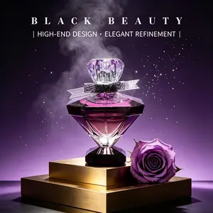 Velvet Moon Extrait De Parfum - Black Beauty Crystal Perfume with Purple Diamond Bottle, Soft Floral Flowers Scent, Concentrate Chic Berry Women's Fragrance #PerfumeTok #LuxuryBeauty
