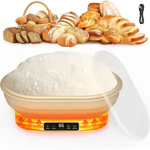 Insulated Fermentation Dough Bread Fermentation Basket, 2L Electric Constant Temperature Silicone Oval Fermentation Bowl, with 6 Timers and Temperature Settings, for Dough Fermentation, Dishwasher Safe, Foldable Fermentation Dough Bowl