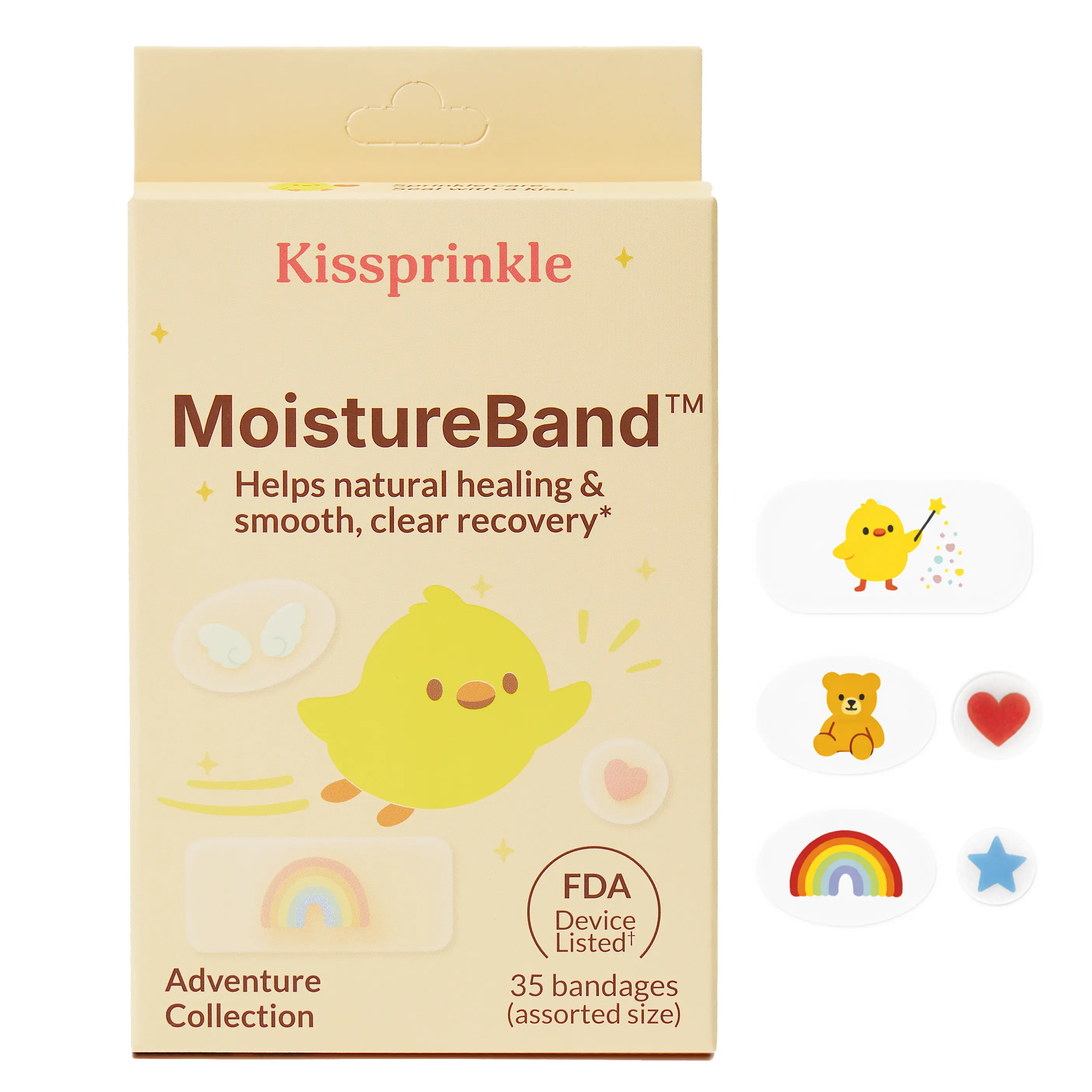 MoistureBand Hydrocolloid Bandages for Kids (35 Count)