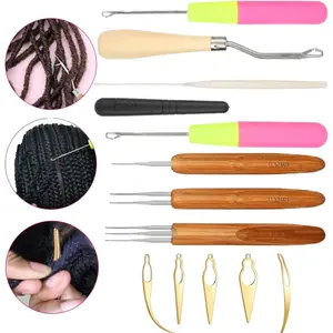 A Set of 13 Pcs Hair Crochet Tool,Dreadlocks Braiding Tool,Dreadlocks Braiding & Extension Crochet Hook Kit,for Weaving,Fixing & Repairing,Halloween Christmas Party Gifts,Hand Tools Kits