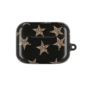 Rockstar Girlfriend AirPod Case, Aesthetic Leopard Star Print Cover, Cool Black Star Pattern Case For Airpod 1 2 3 4 Pro 1 2 3