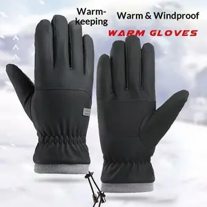 Men's Winter Warm Gloves, Skin-Friendly Windproof Waterproof Thick Fleece, Touchscreen Outdoor Cycling Skiing Gloves