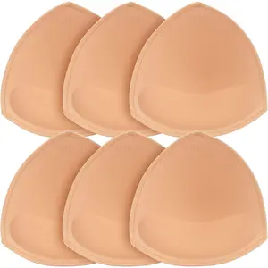 Bra Pads Inserts 3 Pairs, Sewn Edge Removable Boob Replacement Padding for Swimsuit Sport Fits AB, , DE Cups
