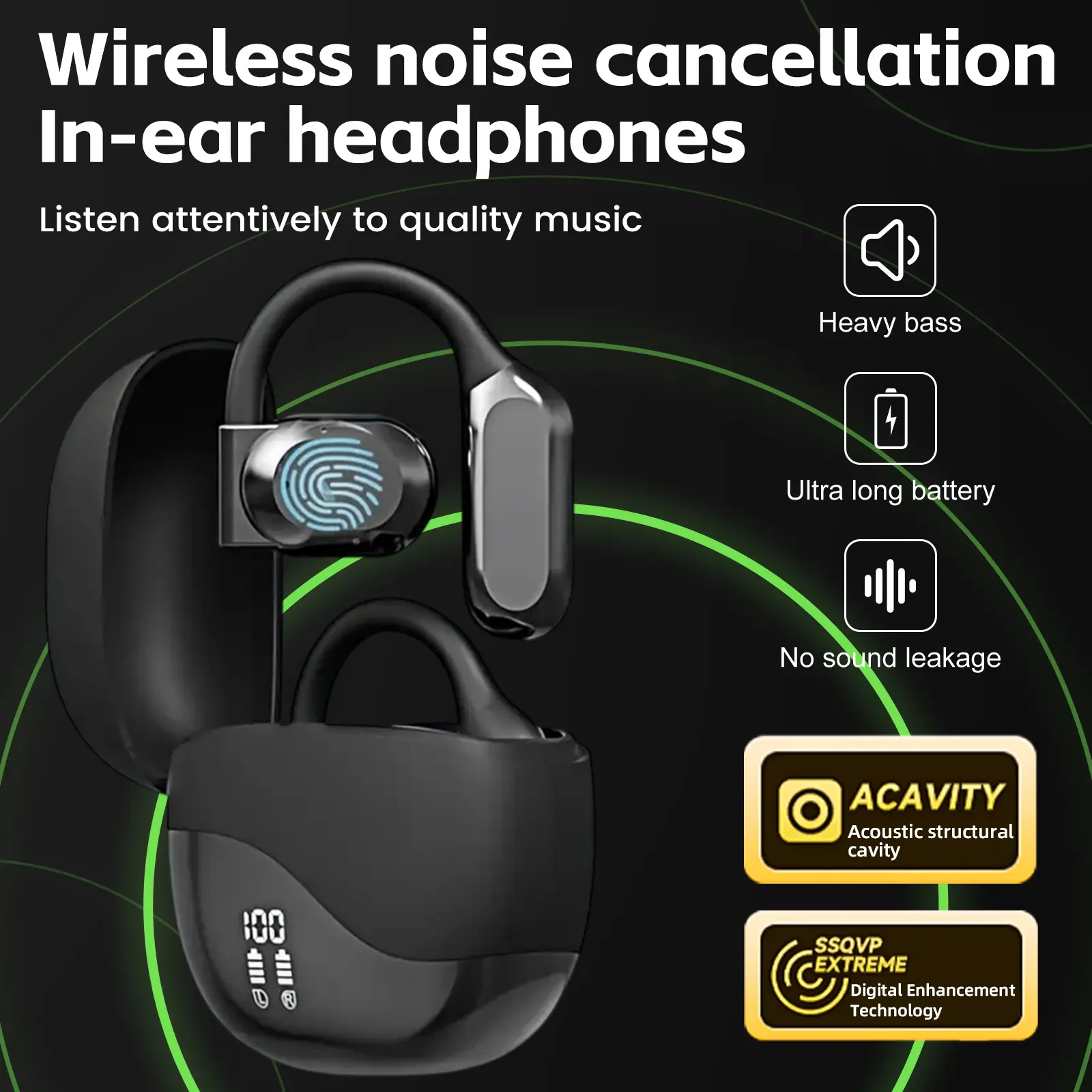 THOTWV Bluetooth 5.4 Open-Ear Earhook Headphones - Waterproof Wireless Audio Earbuds with Built-in Microphone, Durable Connection for Sports, Office