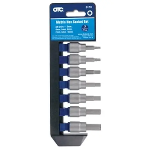 OTC 6170 7-Piece Metric Hex Bit Socket Set (3mm-10mm, Incl. 4mm,5mm,6mm,7mm,8mm), 2-Piece Design, S2 Steel Construction, 20% Longer Life, 7 Piece Set