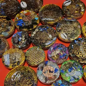 Large Manifestation Medallions without copper necklace. Made with Shungite Quartz Lake and Beach Sand Plus More Natural Materials for Healing and Energy Enhancement