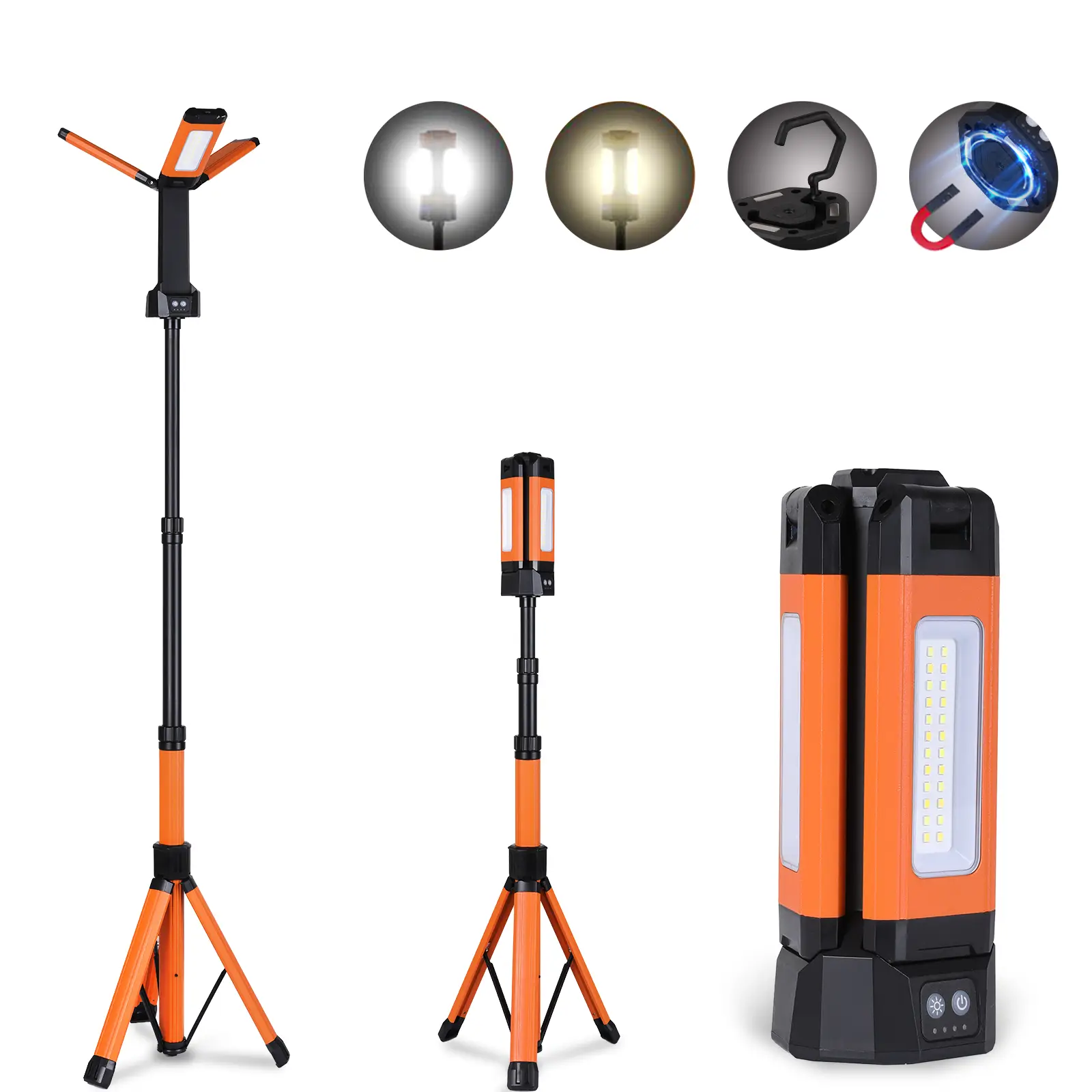 PARTPHONER Rechargeable Camping Light with Stand, 67" Tall Portable Cordless, Multiple adjustable lumens, 4000K/6500K Dimmable with Detachable Tripod