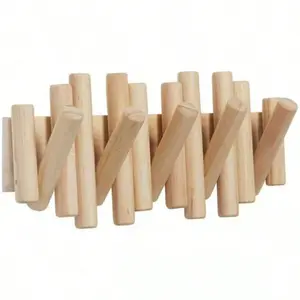 Nordic Solid Wood Coat Rack Wall Hanging Coat Rack Entrance Coat Hook Clothes Rack Floor Standing Wall Free Nail Hanging