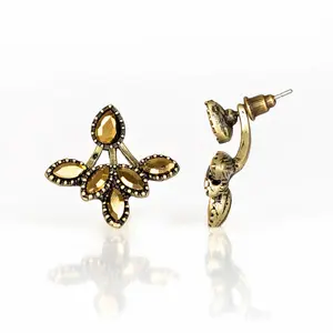 A Force to Beam Reckoned with Brass Earrings - Elegant Gold-Tone Studs with Intricate Design