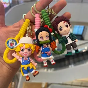 New Demon Slayer Keychain Couple Car Pendant Cartoon Bag Keychain Hanging Accessory Cute Wholesale Anime Merchandise Gift for
