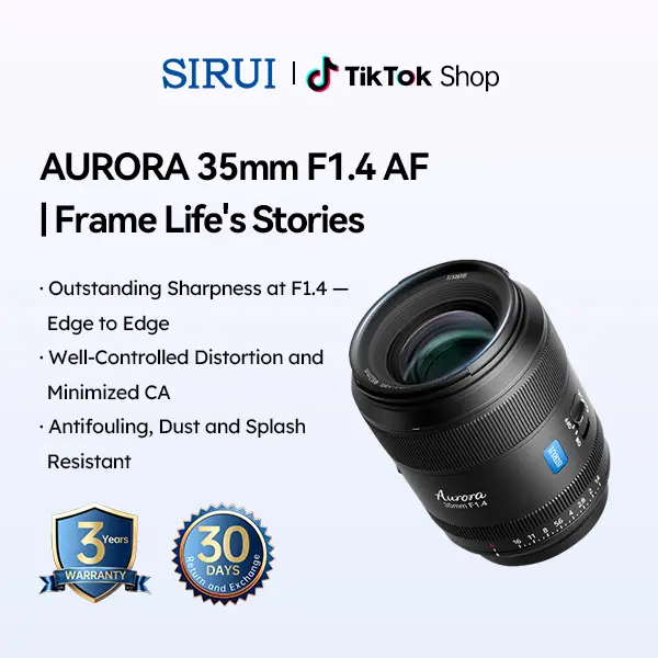 SIRUI Aurora 35mm F1.4 Full-Frame Autofocus Lens, Wide Angle Prime Lens for E/X/Z/L Mount Cameras, Black