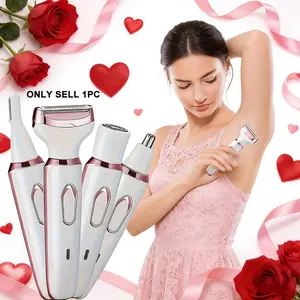 Women's Four-In-One Electric Shaver, Rechargeable Beauty Set, Facial Hair Remover, Nose, Leg, Armpit Trimmer, Bikini Line Cutter, Pain-Free, Portable Gift, USB Rechargeable Shaver