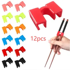 Random Color Chopstick Training Connector, 12pcs/set Reusable Training Chopstick Hinge Connector, Chopstick Assistant for Beginners, Kitchen Utensils, Cutlery Tableware