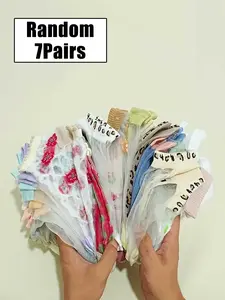 Random 7 Pairs Summer Women's Thin Breathable Transparent Glass Silk Socks, Casual Daily Wear, Comfortable & Stylish Footwear