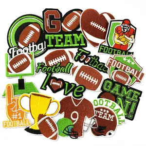 15Pcs Rugby Element Iron-on Embroidered Patch Football Helmet Fashion Trucker Hats Uniform Backpack Vintage Decoration Clothes Jeans Jacket DIY Accessories