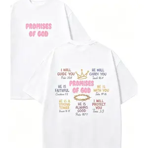 Retro Style T-Shirt | "Spiritual Commitment" Double-Sided Print | Crew Neck Short Sleeve | Machine Washable | Multi-Color Pastel Design | Suitable for Casual Wear and Holiday Gifts