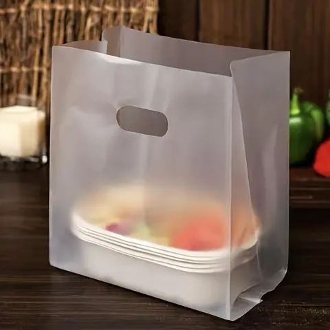 Clear Plastic Bag with Handle, 50pcs Transparent Baking Packaging Bag, Thickened Packaging Bag for Wedding, Birthday, Party, Gifts, Party Supplies