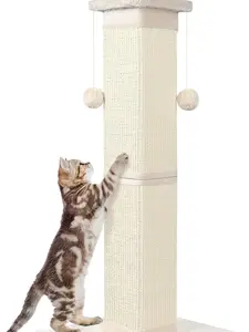 33 Inch Large Cat Scratching Post — Natural Sisal Rope Scratcher for Indoor Cats