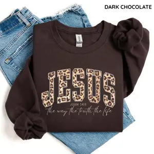 Christian Jesus Leopard Sweatshirt Cheetah Print Bible Verse Pullover Shirt Trendy Faith Apparel Gift Jesus Loves You Hoodied Warm Cotton Hoodies