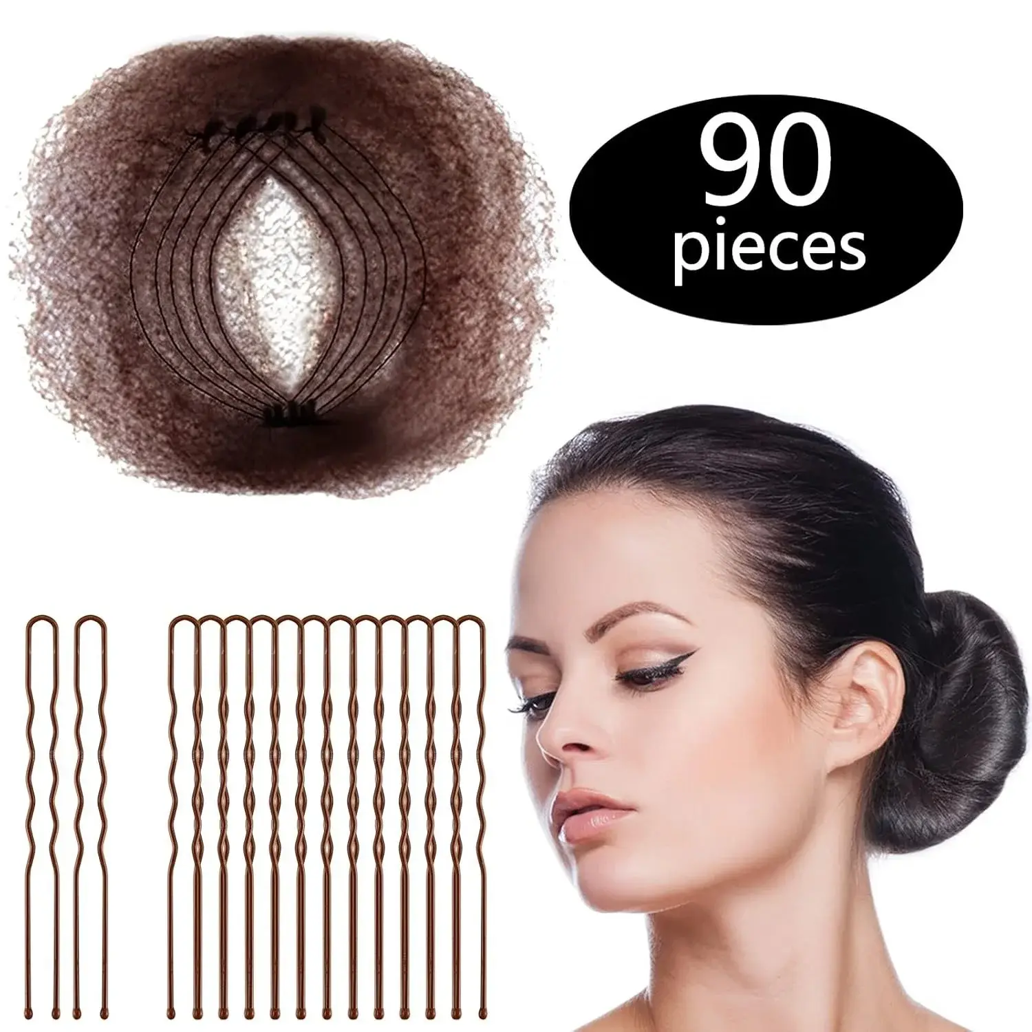 50 Pack Elastic Hair Nets for Buns, Lightweight Nylon Mesh with Invisible Hold for Dancers & Nurses - Includes 40 Hair Pins, Beauty Products, Universal, Adults, U-Shaped Pins, Individually Packaged, 50 Pieces Hair Nets, Avoid Hair Contamination