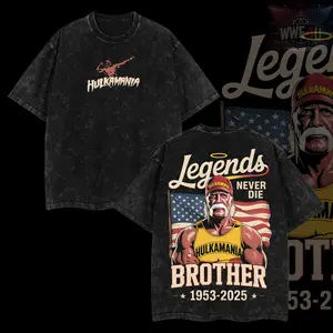 WWELife4U Hulk Hogan Legends Never Die T-Shirt 100% Premium Cotton S-5XL American-Made Soft Relaxed Fit Pre-Washed Classic Look Menswear Oversized Top
