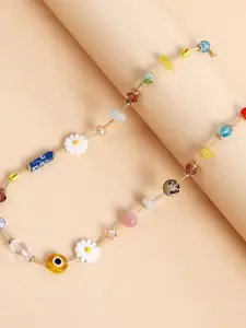 Mixed Color Natural Stone & Faux Pearl Decor Necklace, Dainty Pearl Necklace, Fashion Jewelry for Party, Daily Clothing Decor, Trendy All-match & Exquisite Jewelry for Birthday Gift