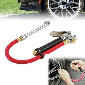 Tire Inflator with 12 Inch Air Hose, 10-120 Psi Dual Head, Metal Structure, Rubber Hose Lock, Suitable for Cars Trucks Motorcycles, Tire Inflator Tool