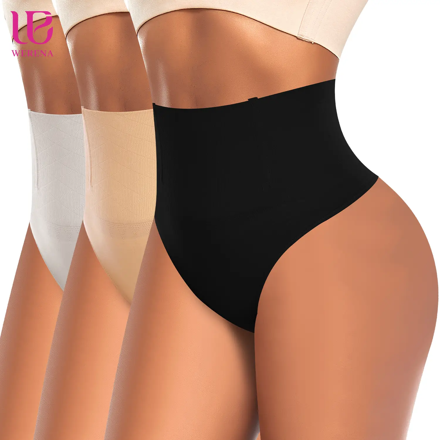 Werena Tummy Control Thong Shapewear for Women Seamless Shaping Thong Panties Body Shaper Underwear
