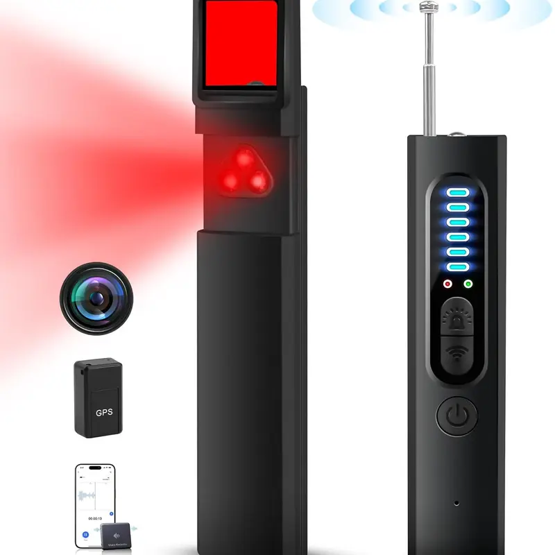 Portable Hidden Camera & GPS Tracker Detector - 5 Levels Sensitivity, Professional Modes for Office, Bathrooms, Electronic Surveillance Safety Equipment