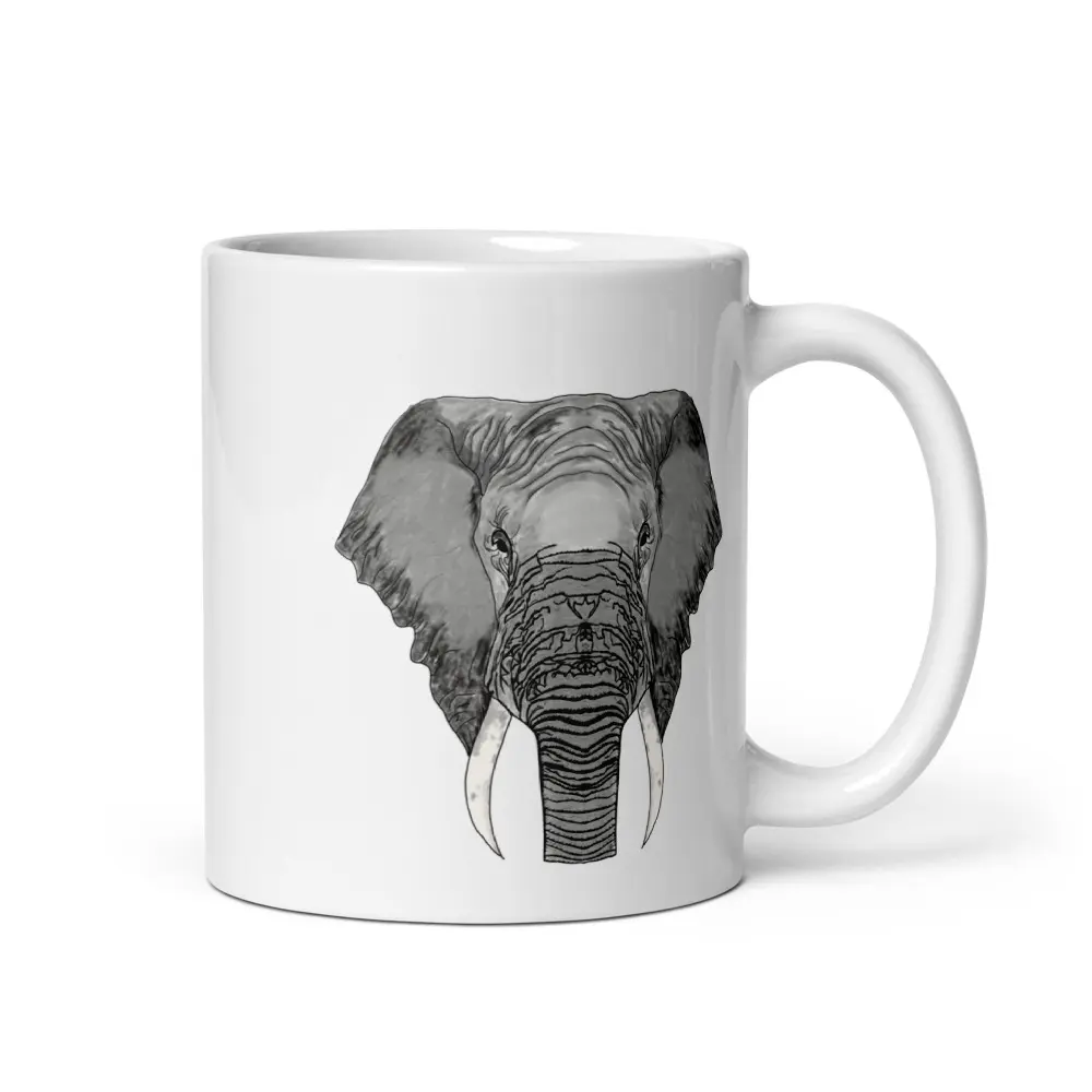 Elephant  Ceramic Glossy Mug - Microwave and Dishwasher Safe - Drinkware
