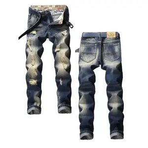 Men's Regular Fit   Ripped Jeans, Fashion Casual Comfy Denim Pants for Daily Outdoor Wear, Mens Bottoms for All Seasons, Jeans DistressedGift
