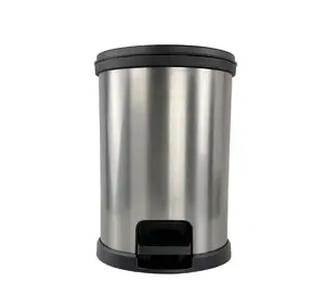 Mini Trash Can with Step Lid – 1.5 Gallon Silver Plastic for Bathroom