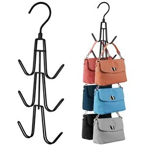Purse Hanger Organizer for Closet, Hanging Bag Holder, Keeping Purses Visible and in Good Condition, Metal Handbag Storage Hook Backpack Rack Space Saving Hanger, Black