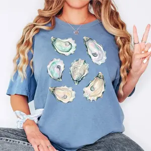 Comfort Colors Oyster Shell Shirt, Coastal Sea Shell Tee, Beach Ocean Shirt, Aesthetic Shell Graphic Tee, Coastal Grandma Shirt