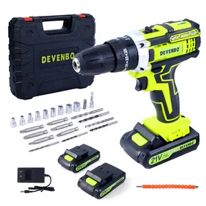 Devenbo Cordless Drill 21V Electric Power Tool Set with 2 Batteries & Charger 118-Piece Kit for Home Renovation DIY Projects Professional Daily Use