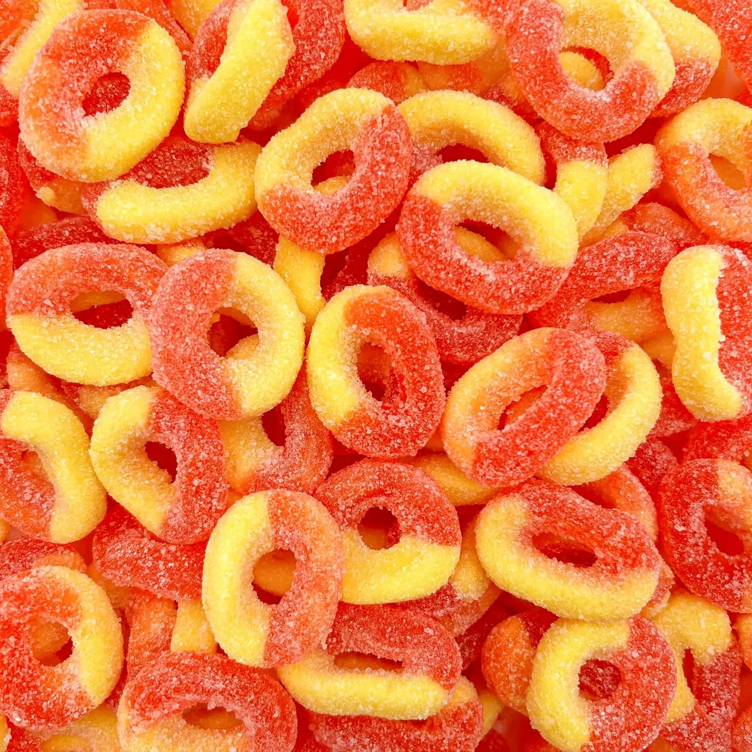 Sugar-Sweet & Sour Peach Rings Gummy Candy, 1 lb Bag, Chewy Fruit-Flavored Gummy Rings for Snacking, Party Favors